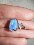 Opalite Oval Statement Ring | Iridescent Glass Cabochon | SIZE