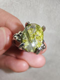 Green Moss Agate Statement Ring | Oval Natural Gemstone | SIZE