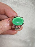 Green Chalcedony Statement Ring | Oval Gemstone | SIZE