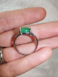 Green Chalcedony Statement Ring | Oval Gemstone | SIZE