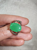 Green Chalcedony Statement Ring | Oval Gemstone | SIZE