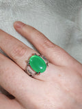 Green Chalcedony Statement Ring | Oval Gemstone | SIZE