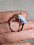 Opalite Cabochon Statement Ring | Oval Glass Gemstone | SIZE