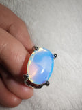 Opalite Cabochon Statement Ring | Oval Glass Gemstone | SIZE