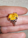 Yellow Chalcedony Gemstone Ring | Oval Cabochon | Silver-Tone | SIZE