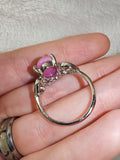 Pink Jade Style Gemstone Ring | Oval Cabochon | Silver-Tone | SIZE