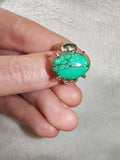 Turquoise Style Gemstone Ring | Oval Cabochon | Silver-Tone | SIZE