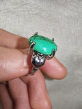 Turquoise Style Gemstone Ring | Oval Cabochon | Silver-Tone | SIZE