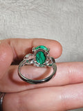 Turquoise Style Gemstone Ring | Oval Cabochon | Silver-Tone | SIZE