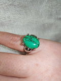 Turquoise Style Gemstone Ring | Oval Cabochon | Silver-Tone | SIZE