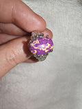 Purple Sea Sediment Jasper Style Ring | Oval Cabochon | Silver-Tone | SIZE