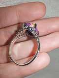 Purple Sea Sediment Jasper Style Ring | Oval Cabochon | Silver-Tone | SIZE