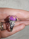 Purple Sea Sediment Jasper Style Ring | Oval Cabochon | Silver-Tone | SIZE