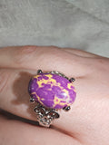 Purple Sea Sediment Jasper Style Ring | Oval Cabochon | Silver-Tone | SIZE