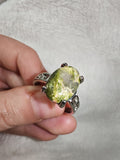Tree Agate Gemstone Ring | Natural Green Dendritic Chalcedony | Silver-Tone | SIZE