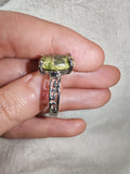 Tree Agate Gemstone Ring | Natural Green Dendritic Chalcedony | Silver-Tone | SIZE