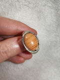 Picture Jasper Adjustable Gemstone Ring | Banded Oval Cabochon | Silver-Tone