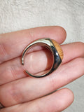 Picture Jasper Adjustable Gemstone Ring | Banded Oval Cabochon | Silver-Tone