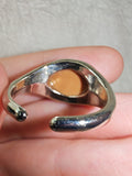 Picture Jasper Adjustable Gemstone Ring | Banded Oval Cabochon | Silver-Tone