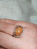 Picture Jasper Adjustable Gemstone Ring | Banded Oval Cabochon | Silver-Tone