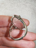 Rose Quartz Adjustable Gemstone Ring | Large Marquise Cabochon | Silver-Tone