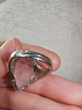 Rose Quartz Adjustable Gemstone Ring | Large Marquise Cabochon | Silver-Tone