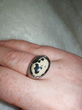 Dalmatian Jasper Adjustable Statement Ring | Natural Gemstone Silver Tone Ring