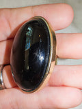 Vintage Black Onyx Statement Ring | Large Gold Tone Cocktail Ring | SIZE