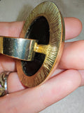 Vintage Black Onyx Statement Ring | Large Gold Tone Cocktail Ring | SIZE