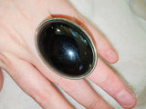 Vintage Black Onyx Statement Ring | Large Gold Tone Cocktail Ring | SIZE