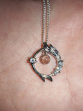Sunstone Gemstone Celestial Pendant Necklace | Silver Tone #1