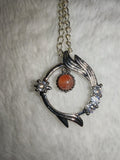 Sunstone Gemstone Celestial Pendant Necklace | Silver Tone #2