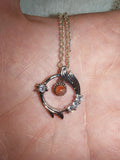 Sunstone Gemstone Celestial Pendant Necklace | Silver Tone #2