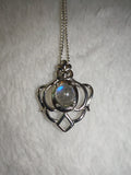 Labradorite Gemstone Necklace | Blue Flash Silver Tone Pendant