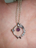 Amethyst Gemstone Necklace | Purple Crystal Silver Tone Celestial Pendant #1