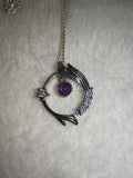Amethyst Gemstone Necklace | Purple Crystal Celestial Pendant Dainty Chain #2