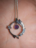 Amethyst Gemstone Necklace | Purple Crystal Celestial Pendant Dainty Chain #2