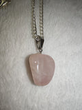 Rose Quartz Gemstone Necklace | Polished Pink Crystal Pendant