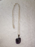 Amethyst Gemstone Necklace | Large Polished Purple Crystal Pendant