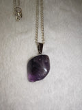 Amethyst Gemstone Necklace | Large Polished Purple Crystal Pendant