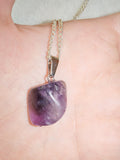 Amethyst Gemstone Necklace | Large Polished Purple Crystal Pendant