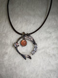 Sunstone Gemstone Celestial Pendant Necklace | Black Cord