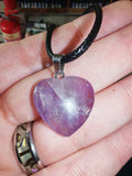 Amethyst Heart Pendant Necklace Natural Purple Gemstone Crystal Black Cord #3