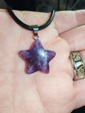 Amethyst Star Pendant Necklace Natural Purple Gemstone Crystal Black Cord #4