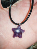 Amethyst Star Pendant Necklace Natural Purple Gemstone Crystal Black Cord #4