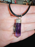 Amethyst Crystal Point Pendant Necklace Purple Gemstone Hexagonal Pendant #11