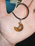 Tiger's Eye Crescent Moon Pendant Necklace Natural Gemstone Crystal Jewellery #12