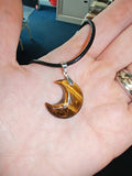 Tiger's Eye Crescent Moon Pendant Necklace Natural Gemstone Crystal Jewellery #13