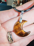 Tiger's Eye Crescent Moon Pendant Necklace Natural Gemstone Crystal Jewellery #13
