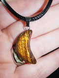 Tiger's Eye Crescent Moon Pendant Necklace Natural Gemstone Crystal Jewellery #14